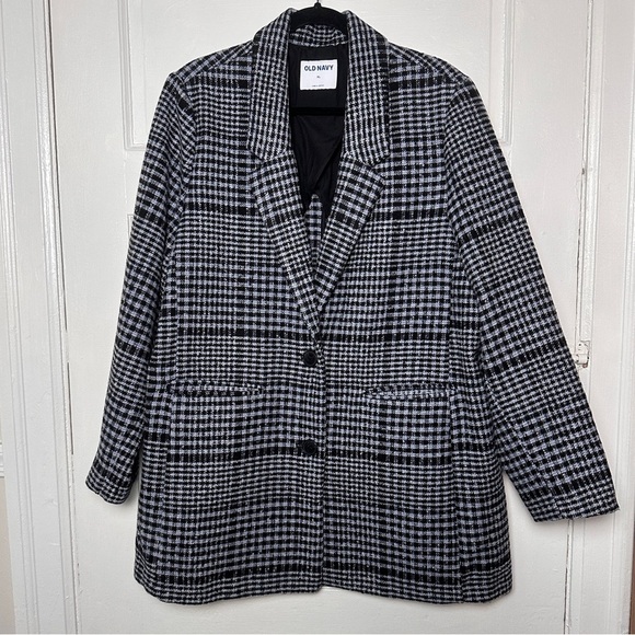 Old Navy Wool Blend Plaid Blazer Coat Classic Academia Preppy NWOT‎ Relaxed Fit - Picture 3 of 17